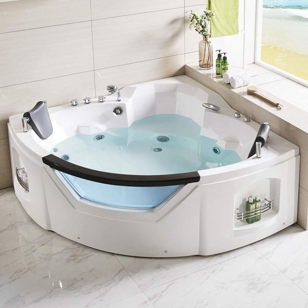 BHBL 61 Inch round shape jacuzzi tub double pillow