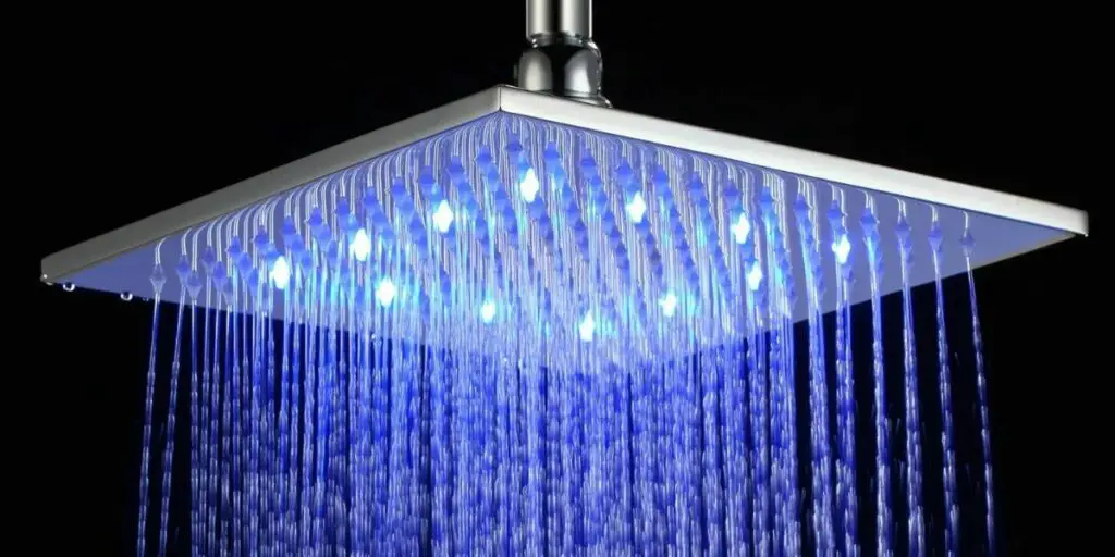 Close look at LED shower head