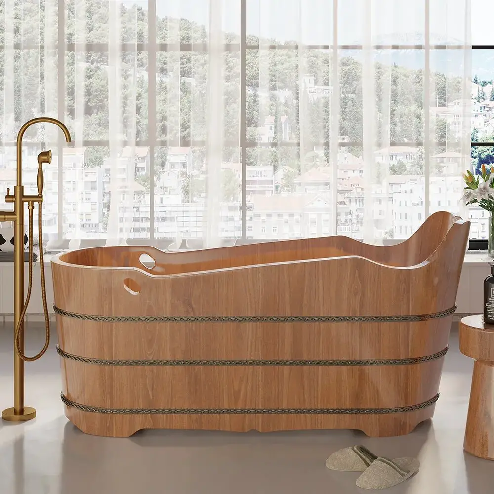 Homray 59 inch japanese oak soaking tub