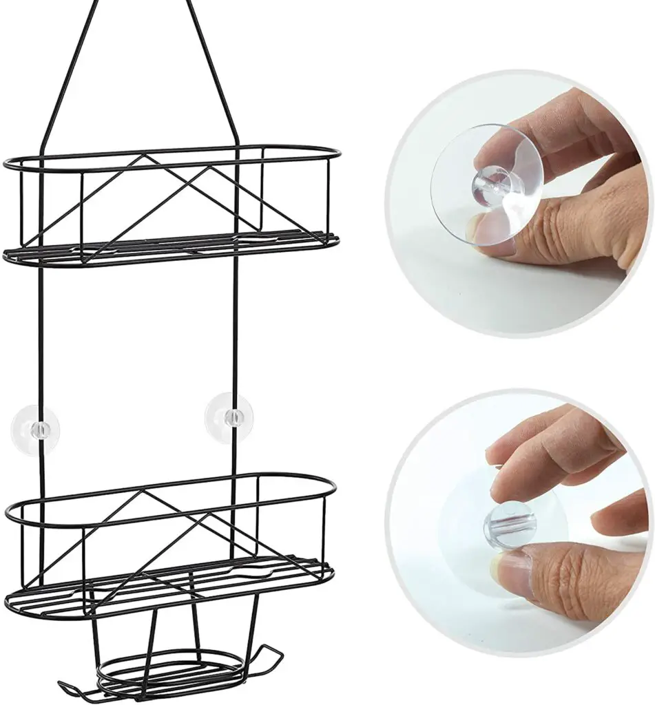 Installing shelves on shower caddy Illustration