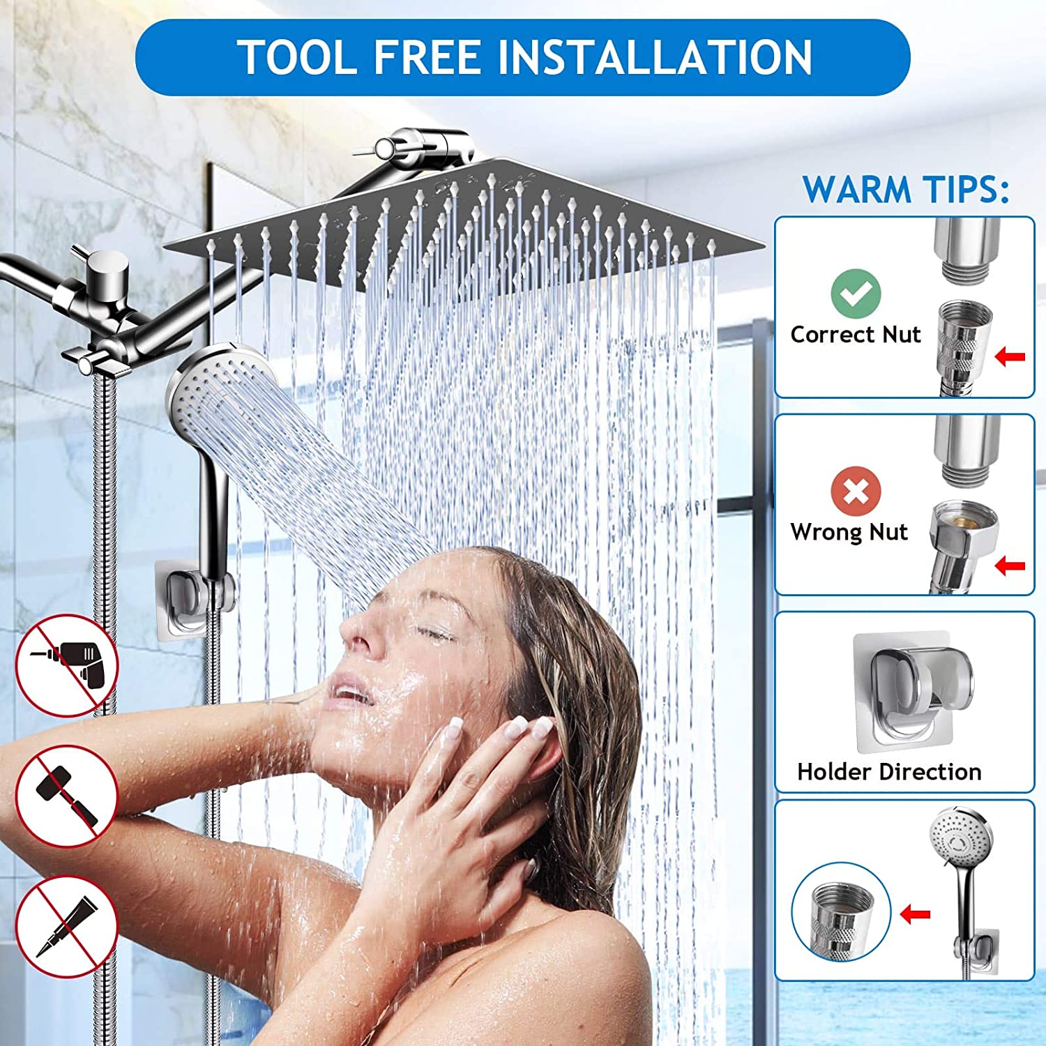 PinWin Handheld Shower Head for low water pressure