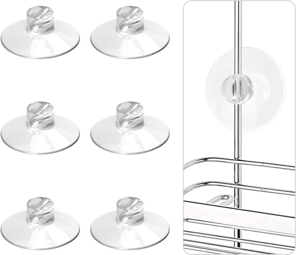 SANNO Suction Cup Shower Caddy with Hooks,Powerful Suction Cup Bathroom  Shower Caddies,Bath Shelf Storage Combo Organizer Basket set of 2 